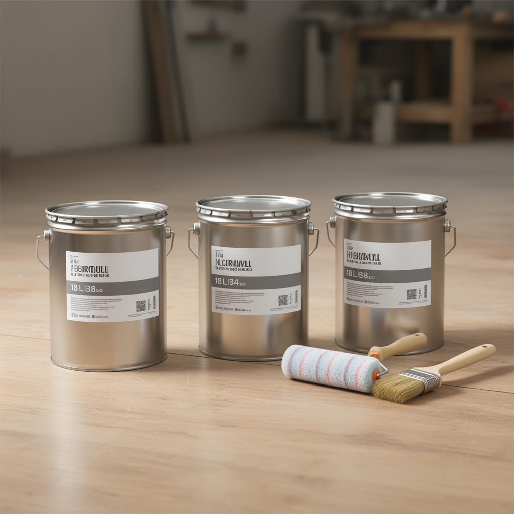 Latas de tinta com pincel e rolo