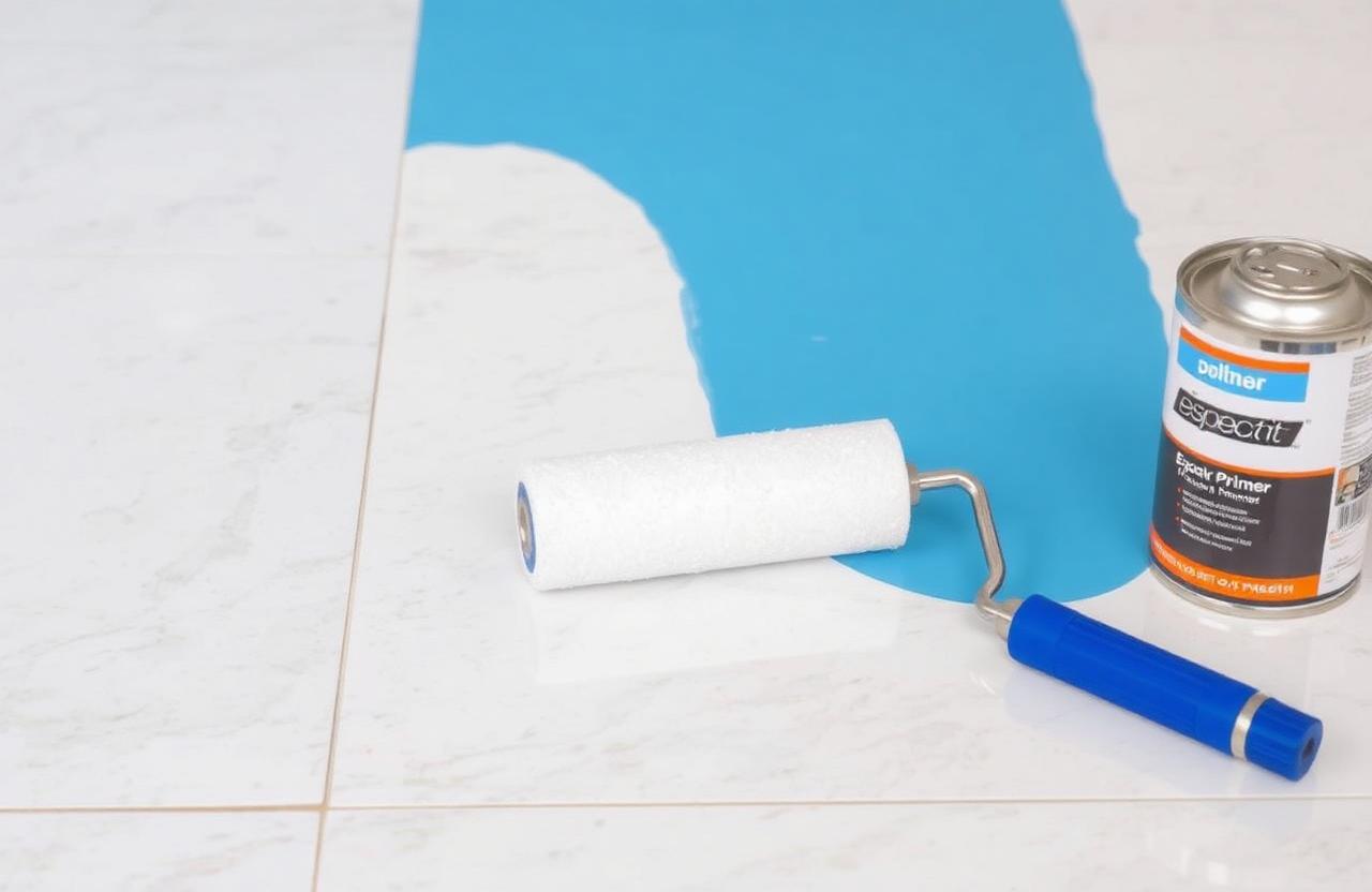 Aplicação de tinta sobre porcelanato